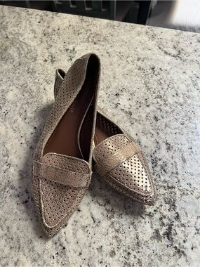 Donald J. Pliner Metallic Taupe Pointed-Toe Loafers